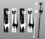 Kitty Cocktail Zombie Glass and Swizzles - Black and White