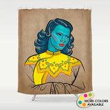 Turquoise Girl Shower Curtain