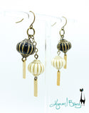 Turquoise Girl, Chinese Tile, Necklace and Lantern Earrings Set