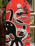 Octopus Skate Deck - Artist Remarqued, Black on Red