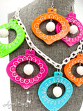 Shiny Brite Ornaments - Necklace / Earrings - Multi Color