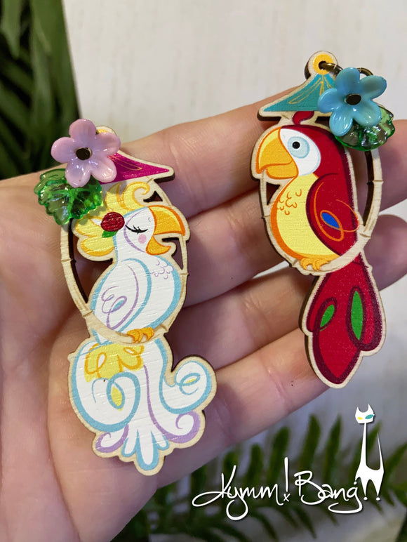 Enchanted Tiki Room Birds- Earrings or Brooch Pairs