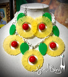 Pineapple Upside Down Cake - Earrings / Necklace / Brooch
