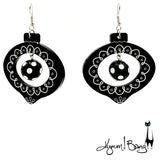 Shiny Brite Ornaments - Necklace / Earrings - Goth Holiday Black and White