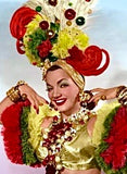 Collector’s Carmen Miranda Brooch and Earrings - Orange Halo Shadowbox on Magenta