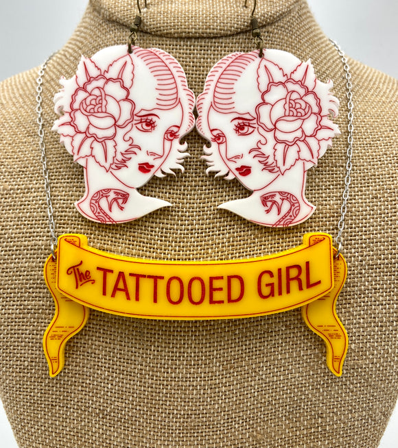 The Tattooed Girl - Sideshow Banner Necklace and Earrings Set