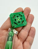Chinese Tile Tassel Earrings - Green and Green