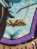 Lily Munster Bat Necklace and Earrings - Pearly White and Gold