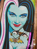 Lily Munster Bat Necklace and Earrings - Pearly White and Gold