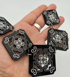 Chinese Tile, graduated necklace and earrings set - Black