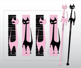 Kitty Cocktail Zombie Glass and Swizzles - Black and Pink