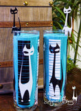 Kitty Cocktail Zombie Glass and Swizzles - Black and White