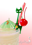 Happy Holiday Cat Christmas Swizzle Sticks, Red and Green