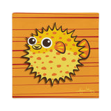 Puffer Fish - Yellow on Orange, Premium Pillow Cover