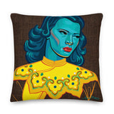Turquoise Girl Premium Stuffed Pillow
