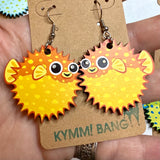 Pufferfish Wood Earrings - more colors
