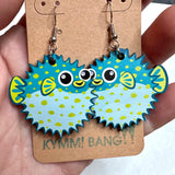 Pufferfish Wood Earrings - more colors