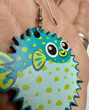 Pufferfish Wood Earrings - more colors