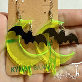 Toxic Moon and Bat Earrings - more colors