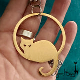 Hoop Cat Keychains - Silver & Gold Color Stainless Steel