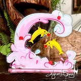 Banana Dolphin Earrings with Acrylic Wave Display