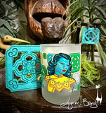 Turquoise Girl Rocks Glass