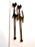 Black Cat with Silver Collar Swizzle Sticks