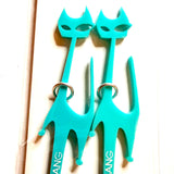 Aqua Cat with Silver Collar Swizzle Sticks