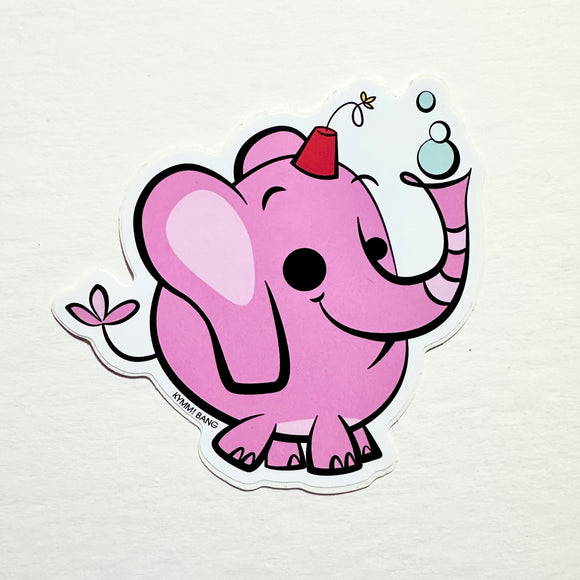 Bubbles the Pinky Drinky Elephant Vinyl Sticker