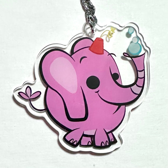 Bubbles the Pinky Drinky Elephant Acrylic Keychain