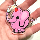 Bubbles the Pinky Drinky Elephant Acrylic Keychain