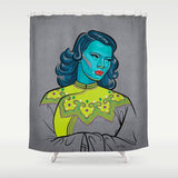 Turquoise Girl Shower Curtain