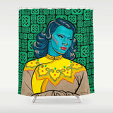 Turquoise Girl Shower Curtain