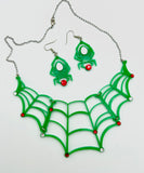 Spider Web - necklace and earring set Holiday Green