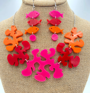 Coral Reef and Tres Fishés - necklace and earring set 4