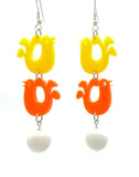 Mod Bird Earrings - Yellow and Orange
