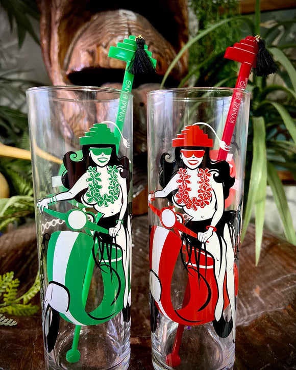 Set of 2 - Fez Dome Swizzle Sticks for Tiki Underground “Scooter Girl” Glasses