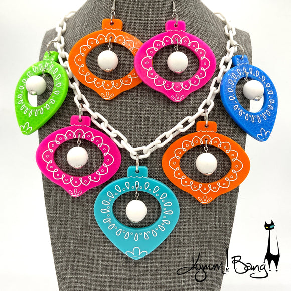 Shiny Brite Ornaments - Necklace / Earrings - Multi Color