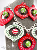 Shiny Brite Ornaments - Necklace / Earrings - Red and Green